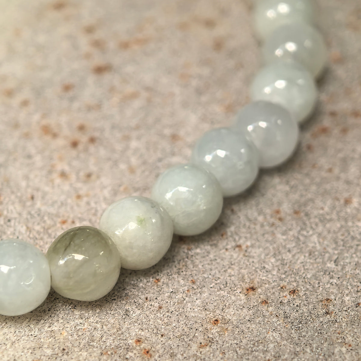 Glutinous Pale Green Jadeite Bead Bracelet with Yellow Accents · Not Sold Separately