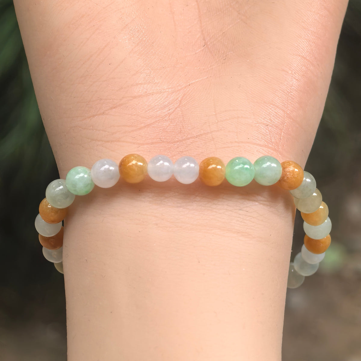 Glutinous Multicolor Jadeite Bead Bracelet -6mm