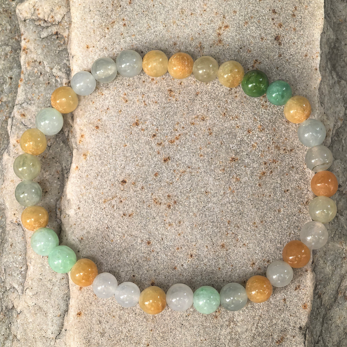 Glutinous Multicolor Jadeite Bead Bracelet -6mm