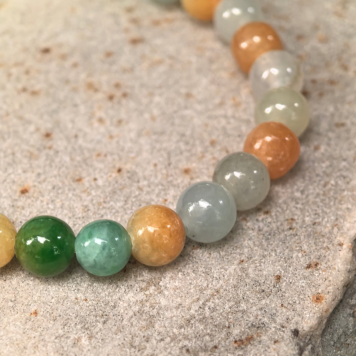 Glutinous Multicolor Jadeite Bead Bracelet -6mm
