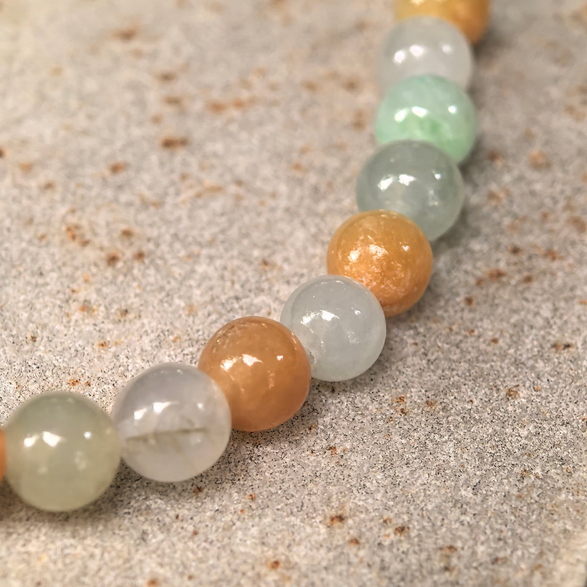 Glutinous Multicolor Jadeite Bead Bracelet -6mm