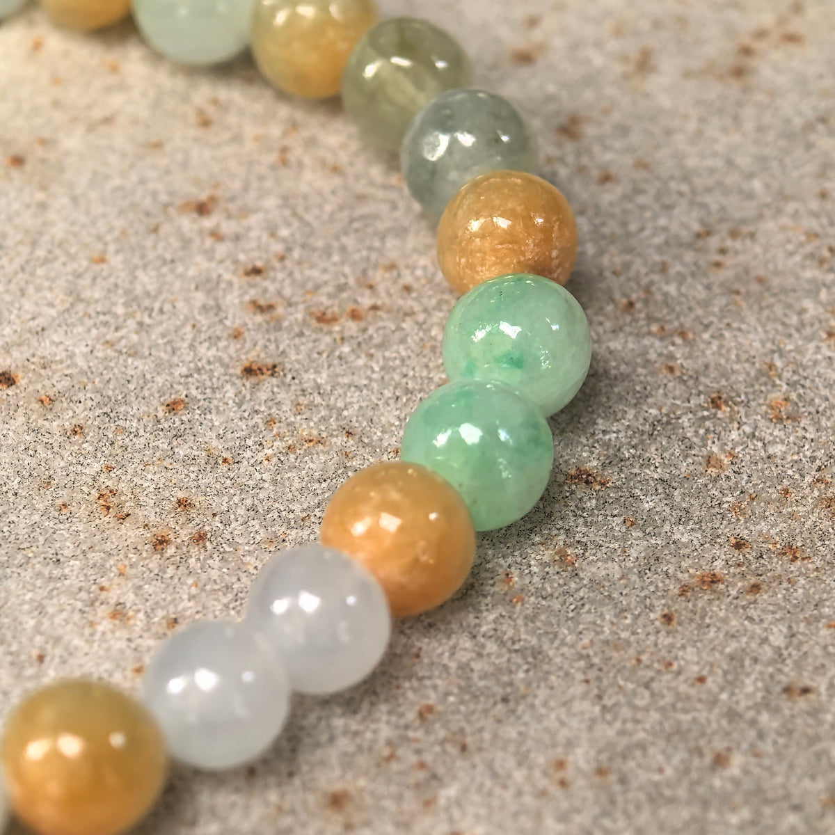 Glutinous Multicolor Jadeite Bead Bracelet -6mm