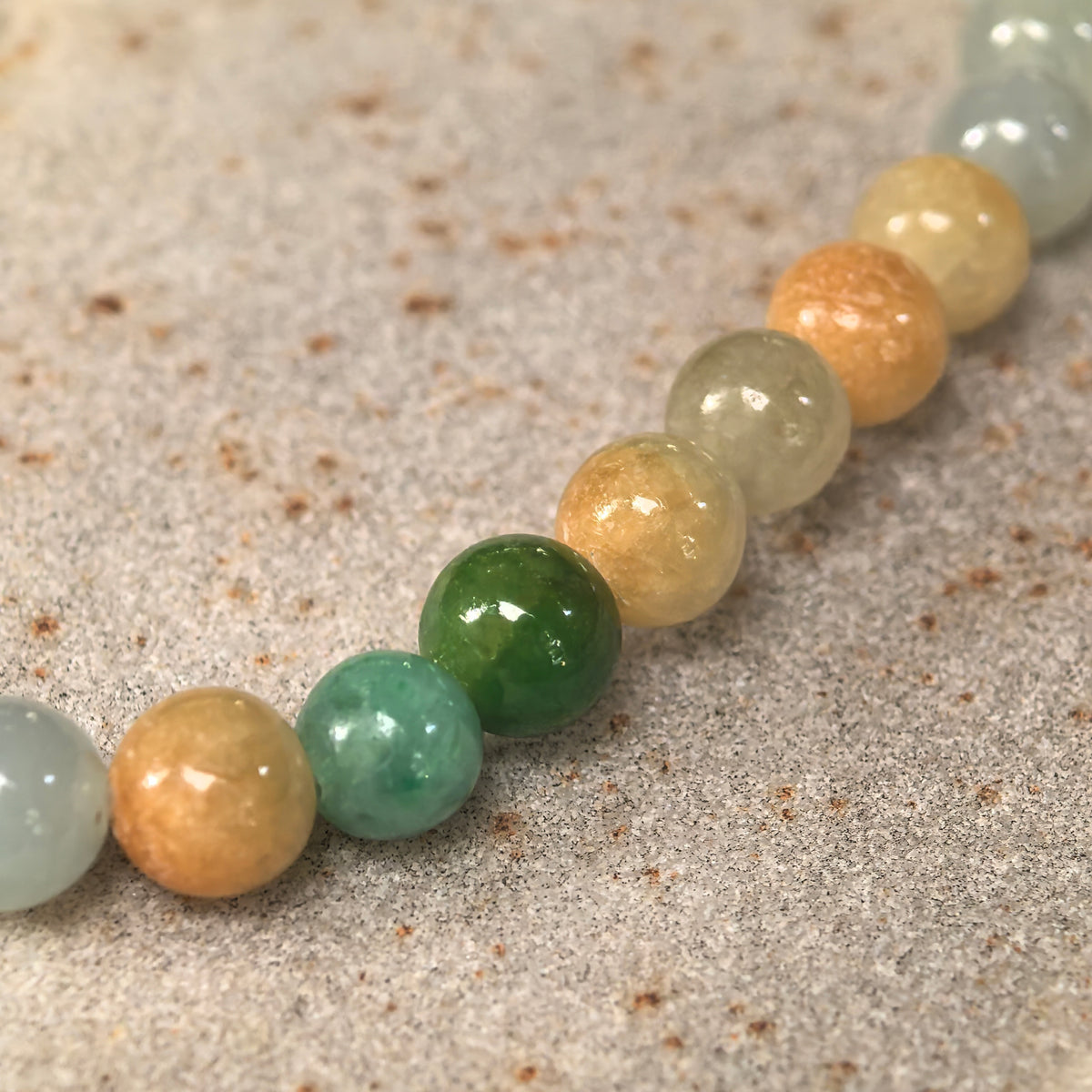 Glutinous Multicolor Jadeite Bead Bracelet -6mm