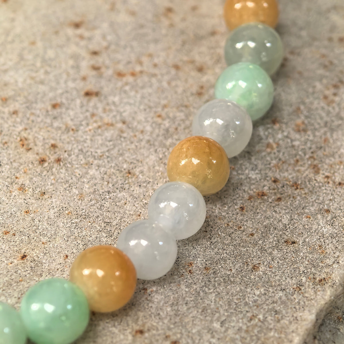Glutinous Multicolor Jadeite Bead Bracelet -6mm