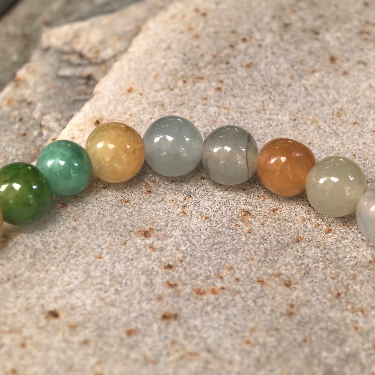 Glutinous Multicolor Jadeite Bead Bracelet -6mm