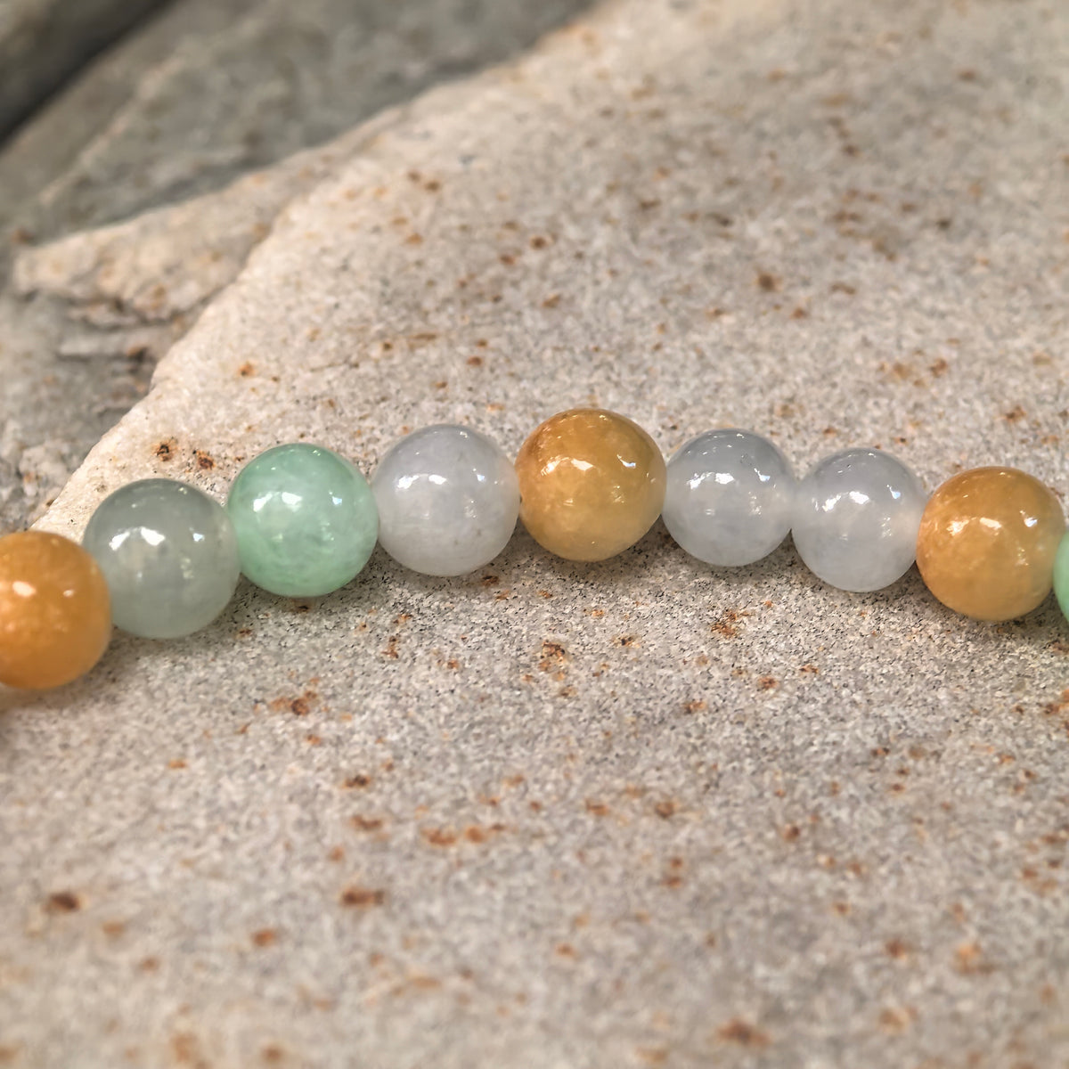 Glutinous Multicolor Jadeite Bead Bracelet -6mm