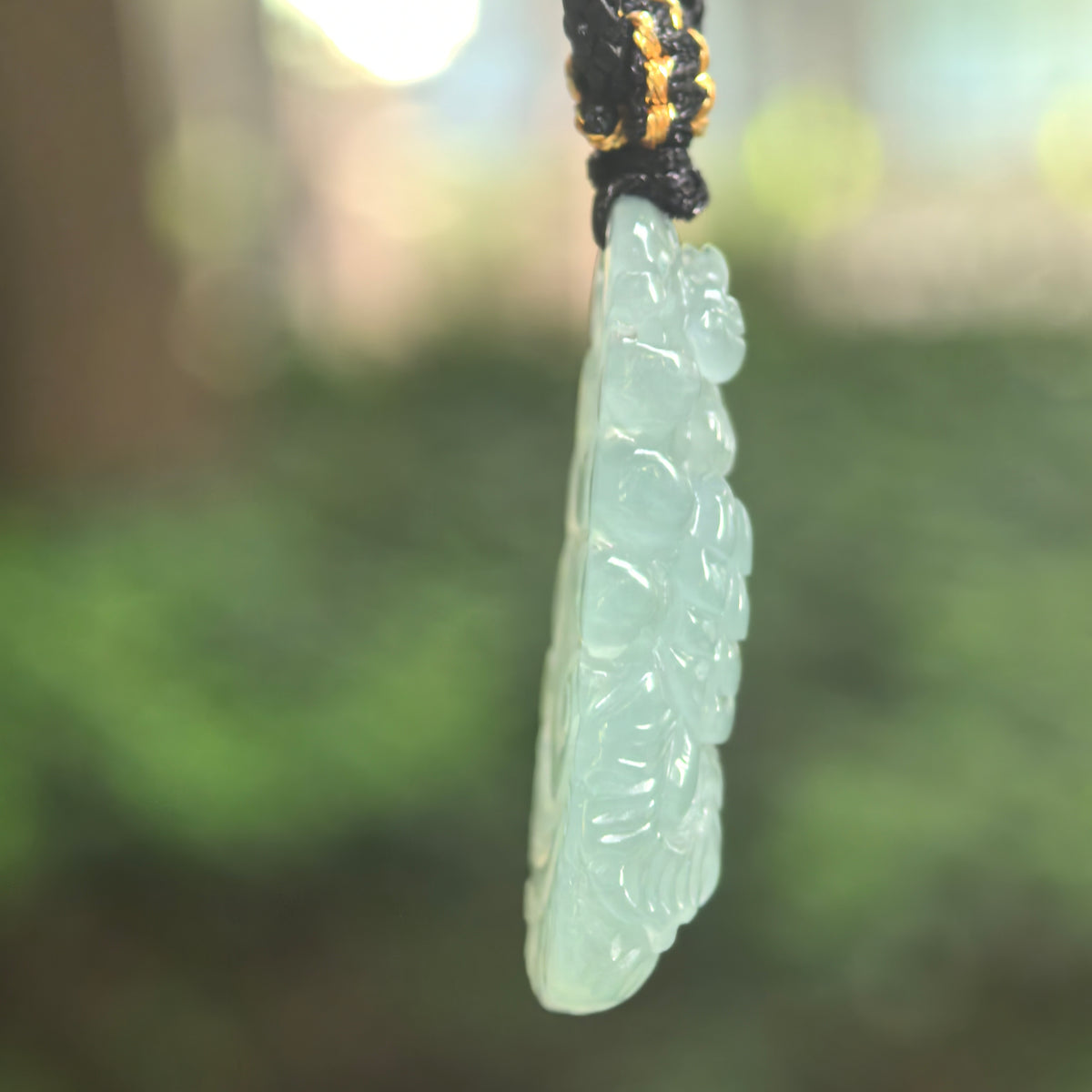 Icy Glutinous Light Blue Jadeite Phoenix Pendant