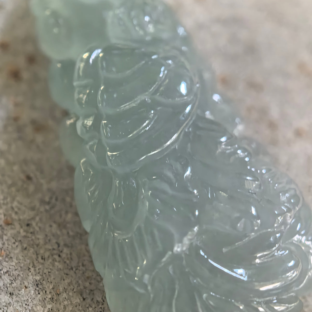 Icy Glutinous Light Blue Jadeite Phoenix Pendant