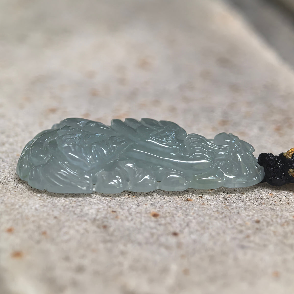 Icy Glutinous Light Blue Jadeite Phoenix Pendant