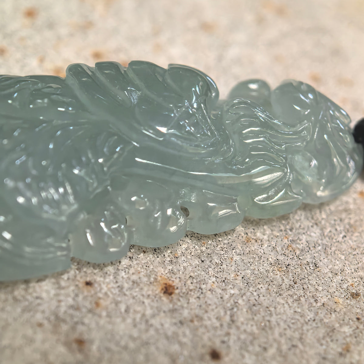 Icy Glutinous Light Blue Jadeite Phoenix Pendant