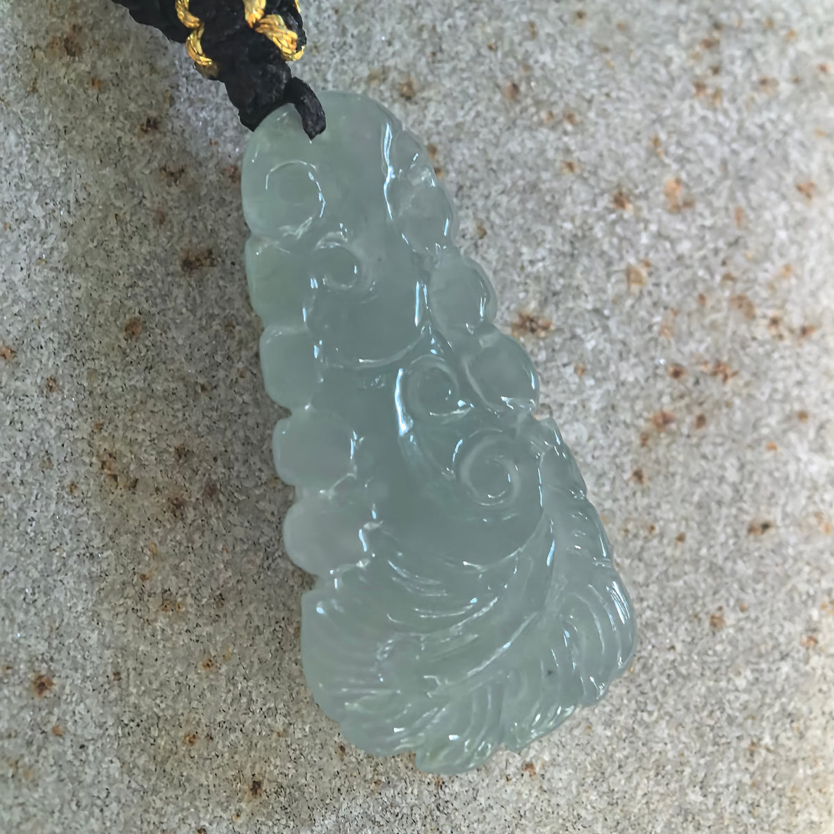 Icy Glutinous Light Blue Jadeite Phoenix Pendant