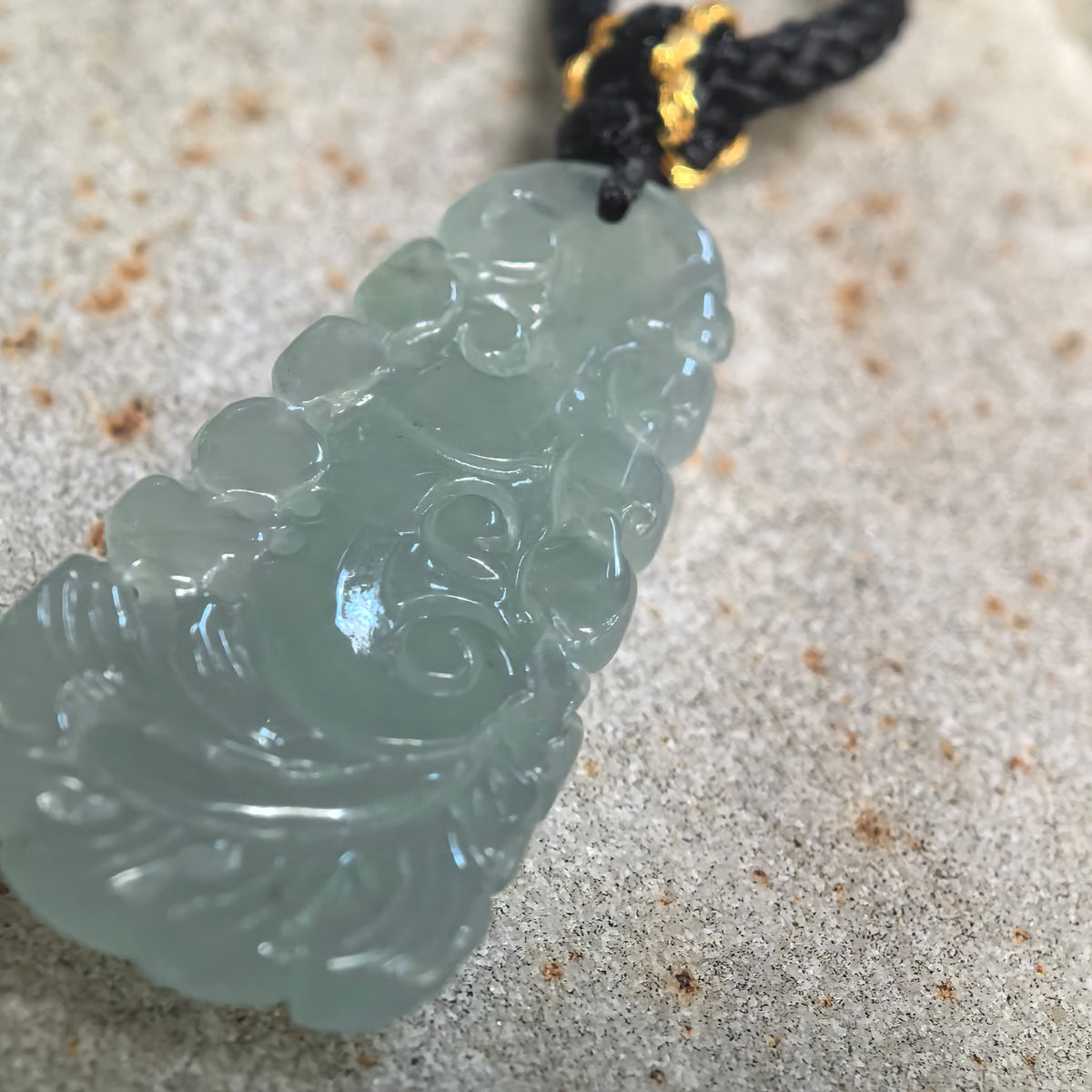 Icy Glutinous Light Blue Jadeite Phoenix Pendant