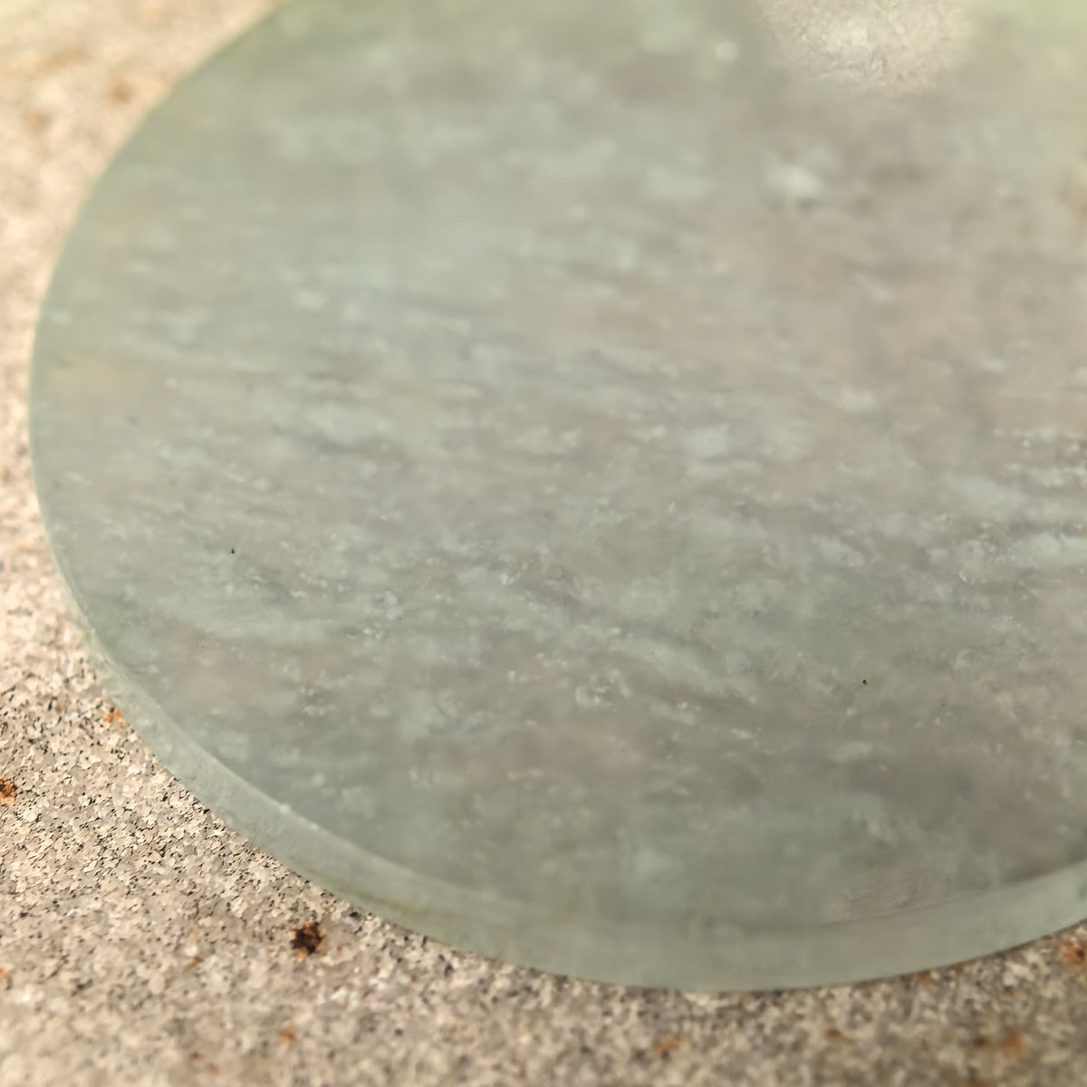 Icy White Jadeite Round Plain Plaque Pendant with Flowing Snowflake Inclusions