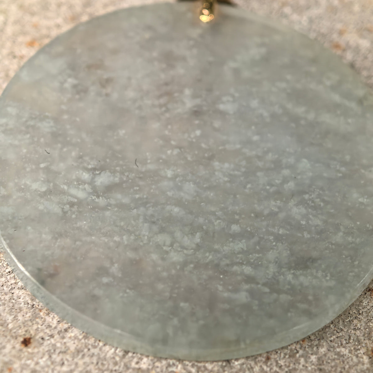Icy White Jadeite Round Plain Plaque Pendant with Flowing Snowflake Inclusions