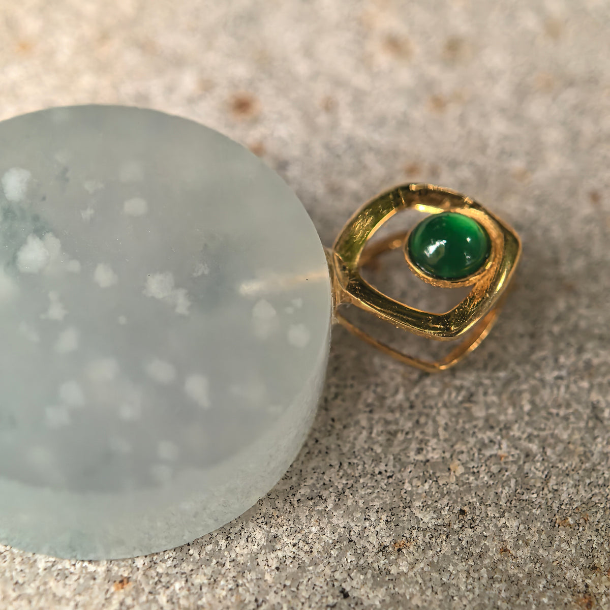 Icy White Jadeite Round Plain Plaque Pendant with Snowflake Inclusions