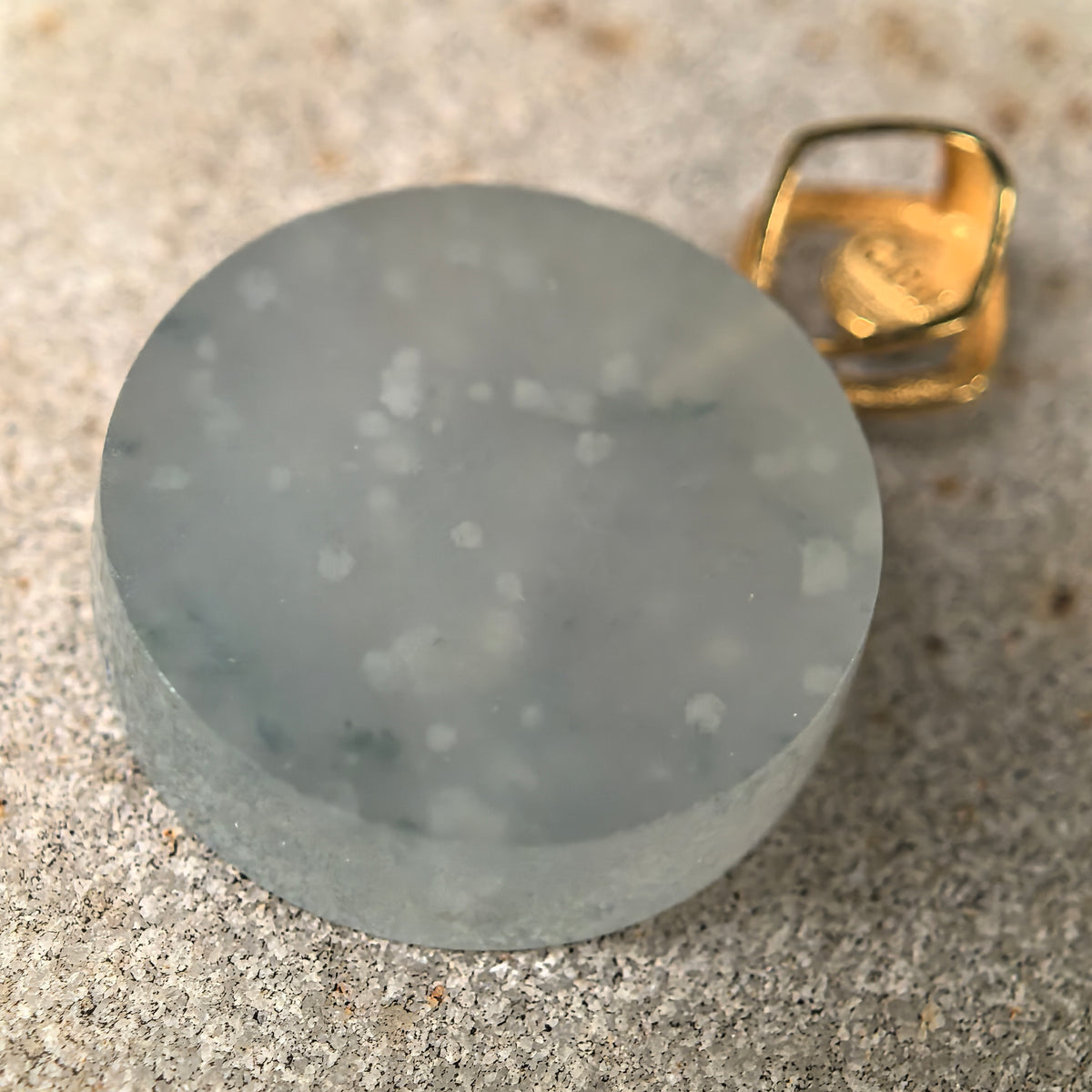 Icy White Jadeite Round Plain Plaque Pendant with Snowflake Inclusions