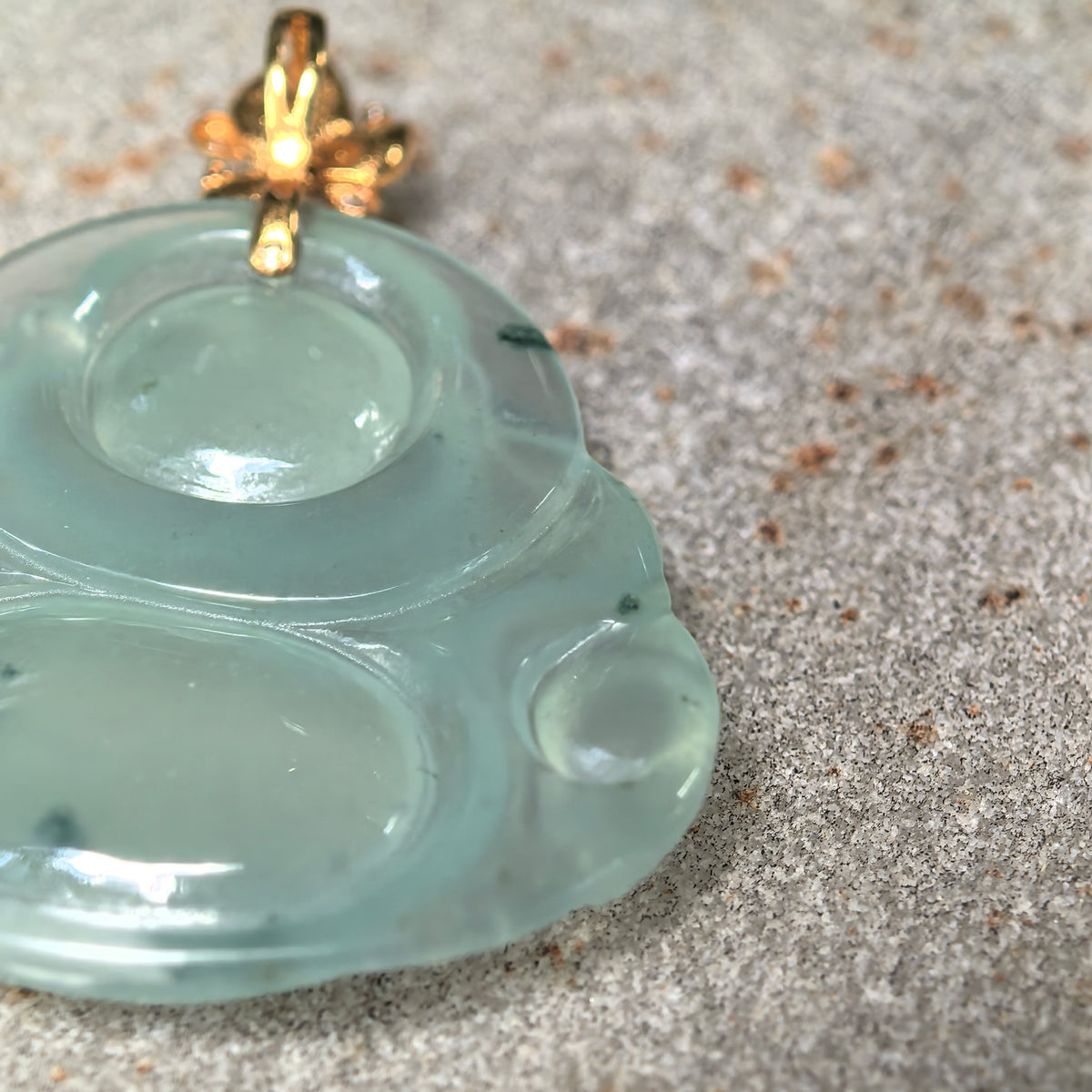 Icy Light Green Jadeite Laughing Buddha Pendant