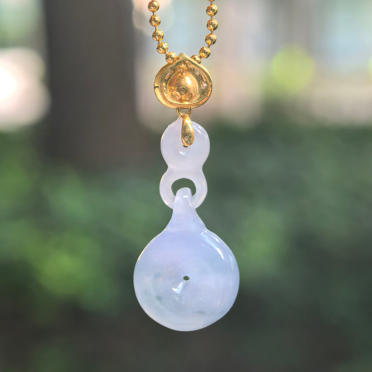 Icy Purple Jadeite Peace Pendant with Integral Jadeite Links