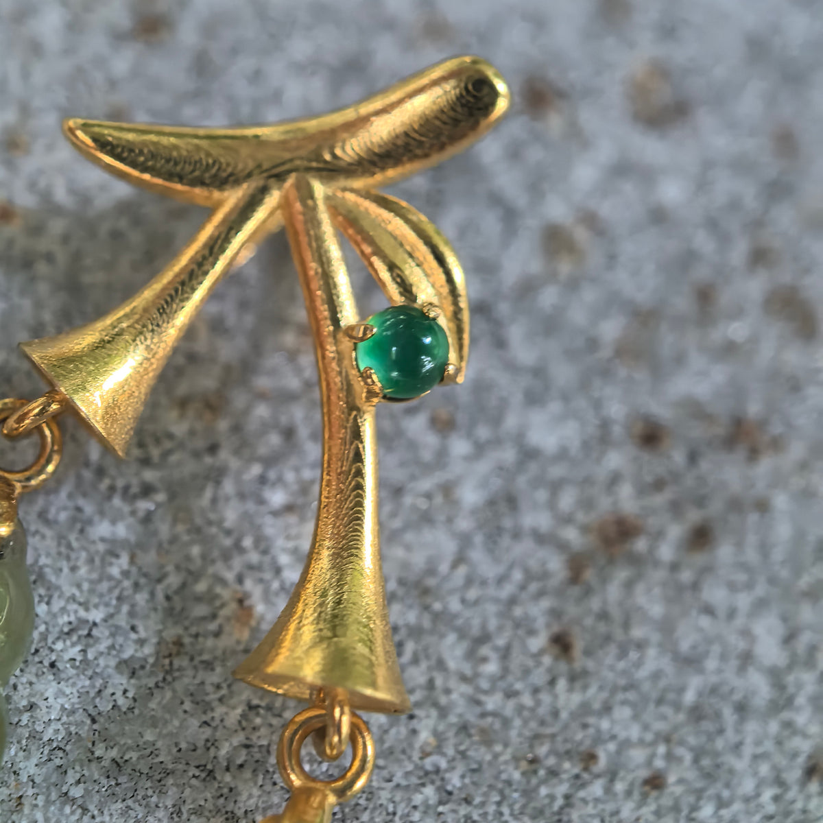 Icy Red and Yellow Jadeite Petite Double Gourd Pendant in 18K Gold