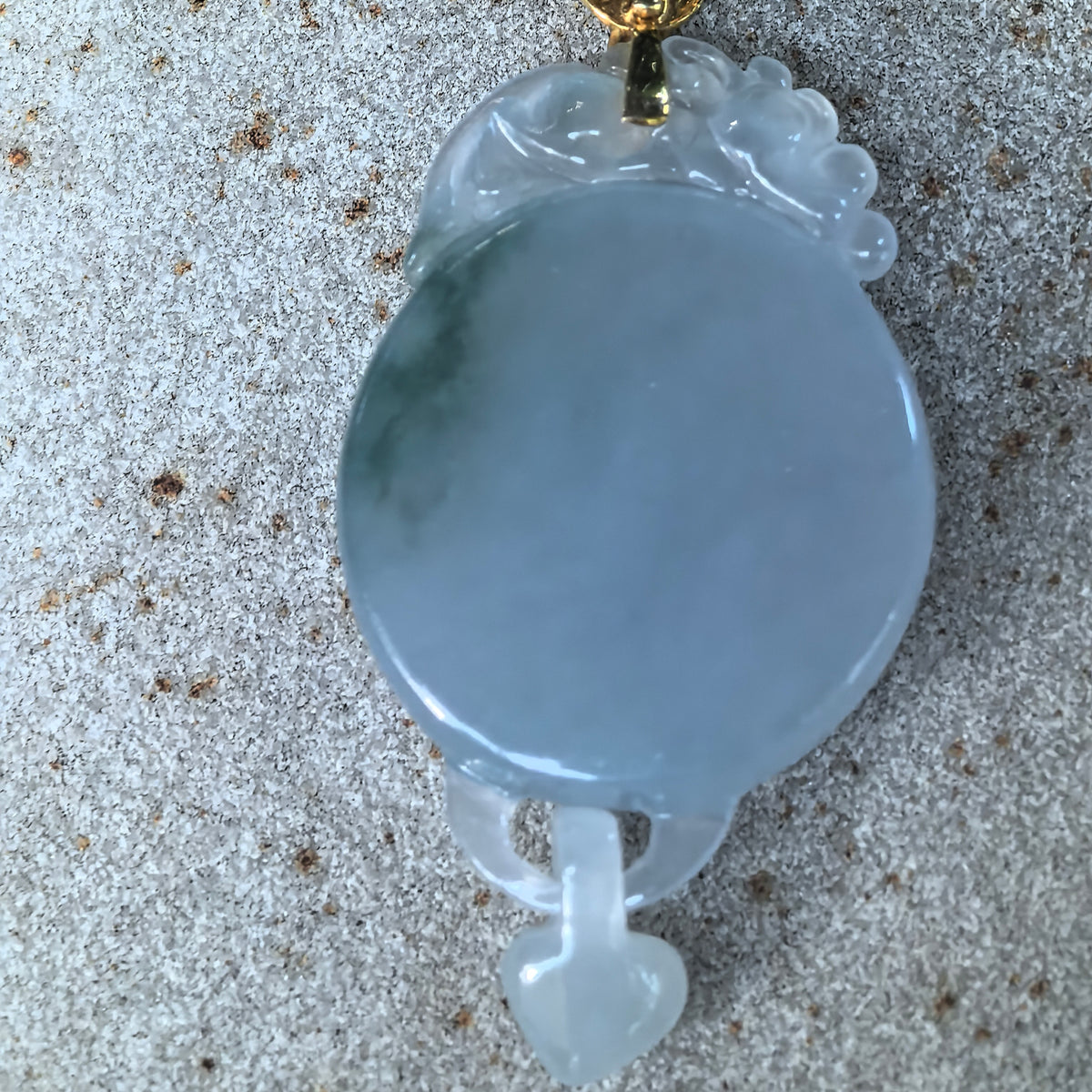 Icy Glutinous Purple Round Jadeite Plain Plaque Pendant with a Movable Heart