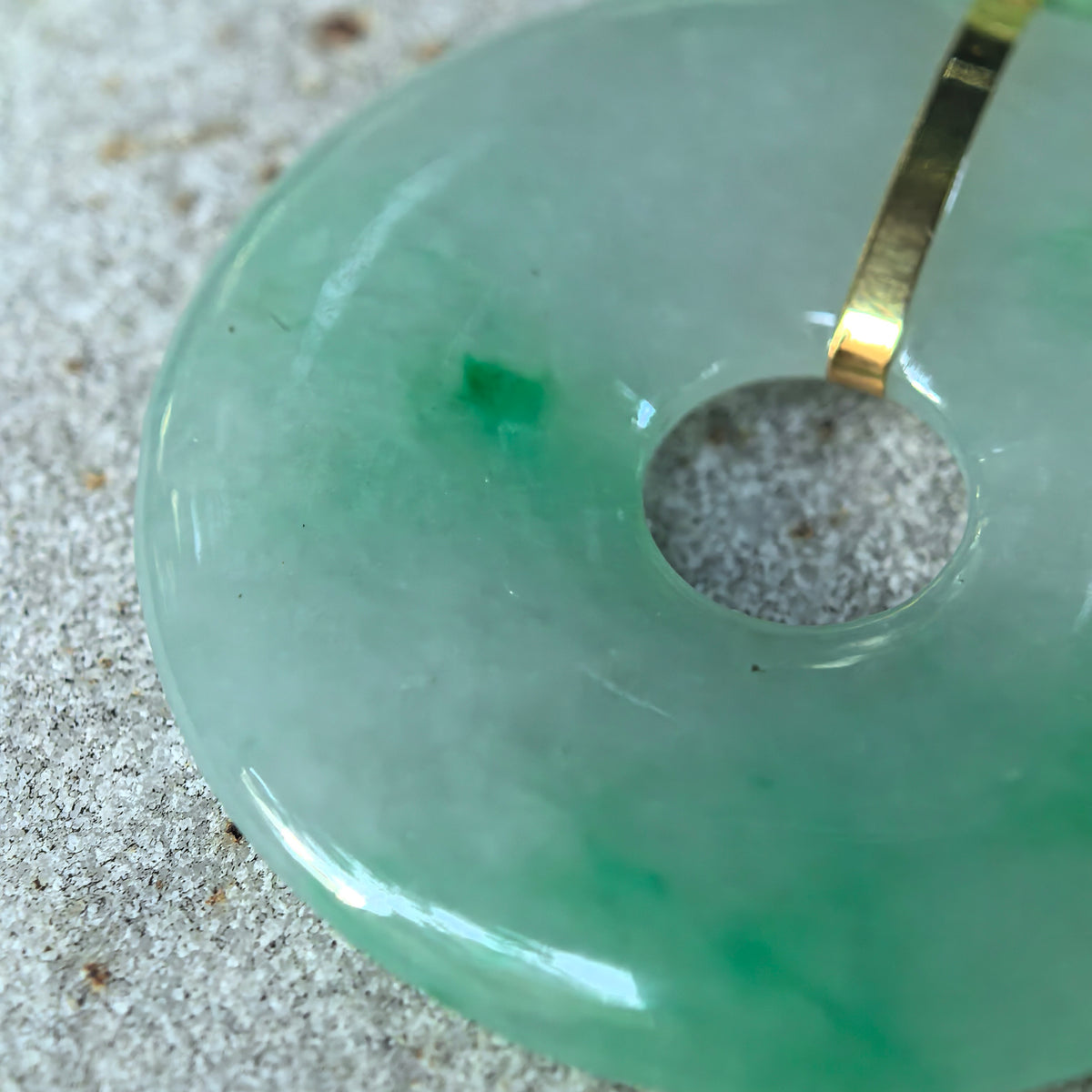 Icy Glutinous Light Green Jadeite Peace Pendant with Floating Green Patterns