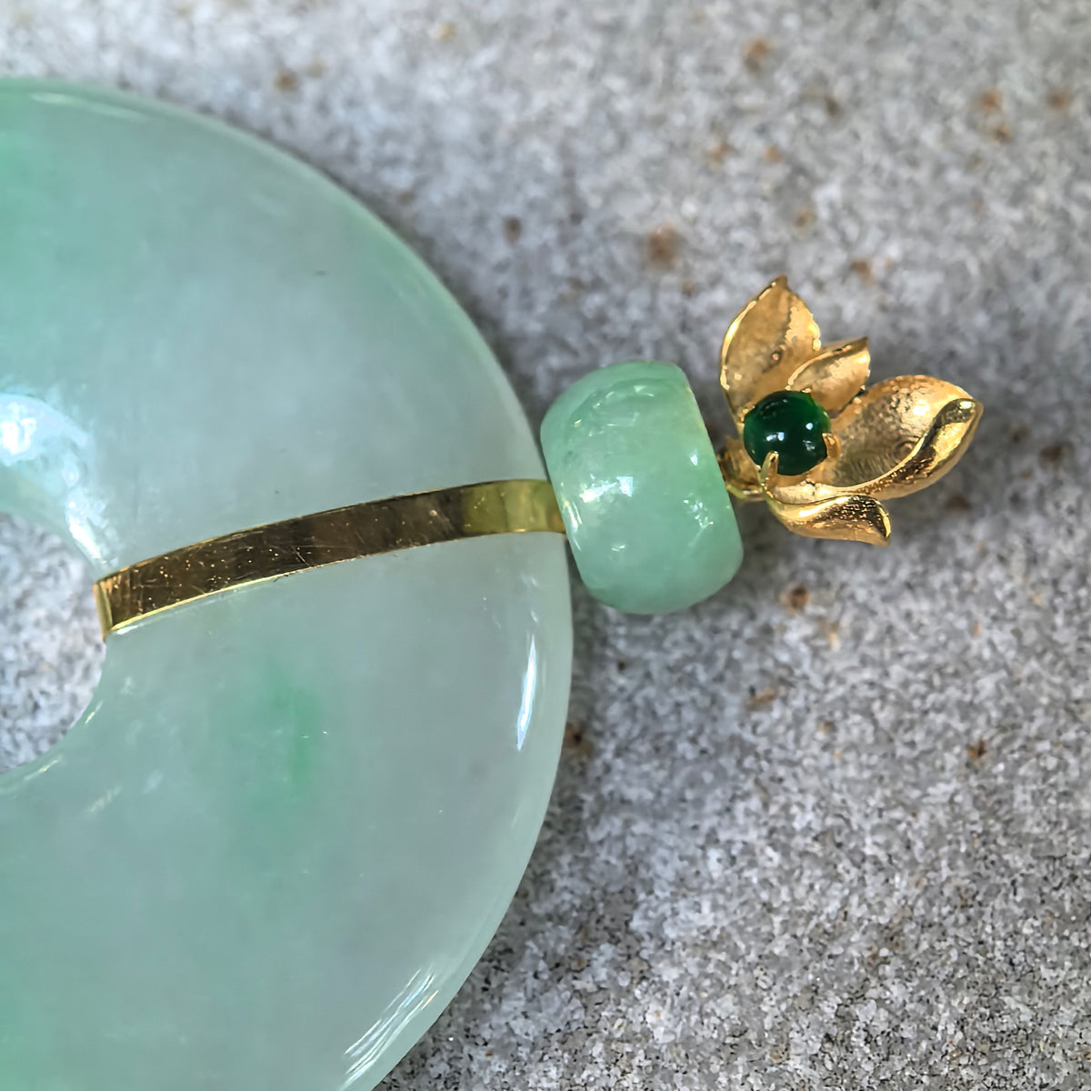 Icy Glutinous Light Green Jadeite Peace Pendant with Floating Green Patterns