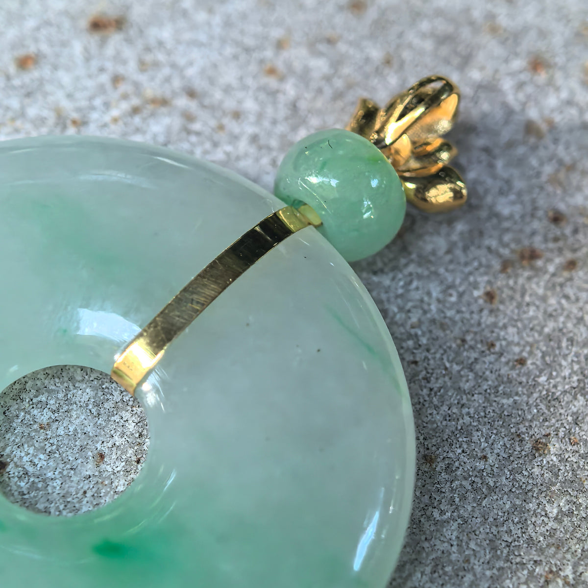 Icy Glutinous Light Green Jadeite Peace Pendant with Floating Green Patterns