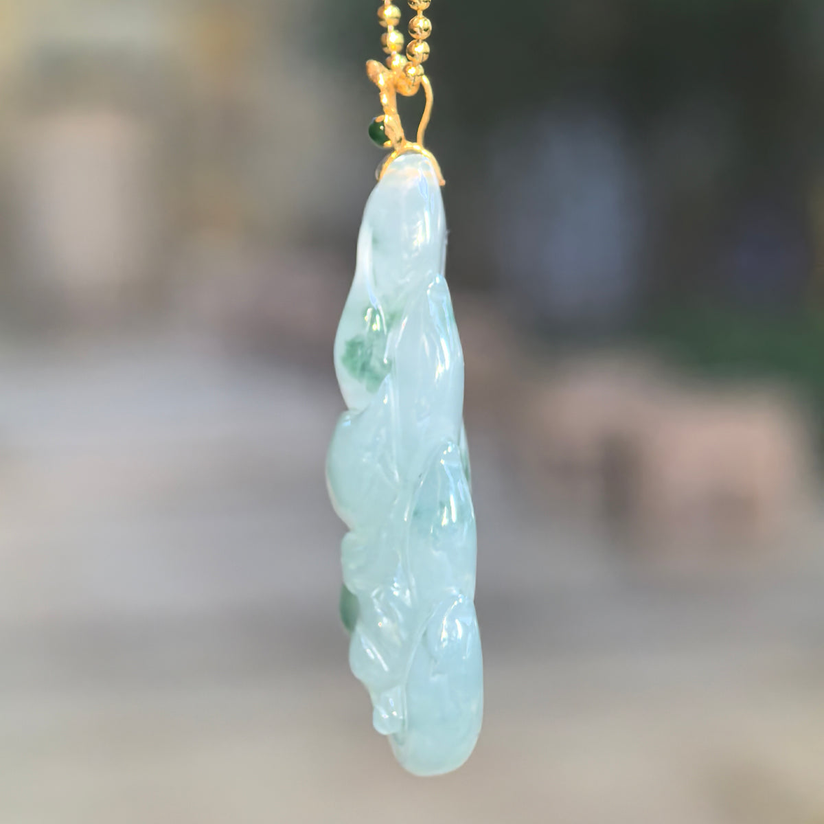 Icy Glutinous Light Green Nine-Tailed Fox Jadeite Pendant