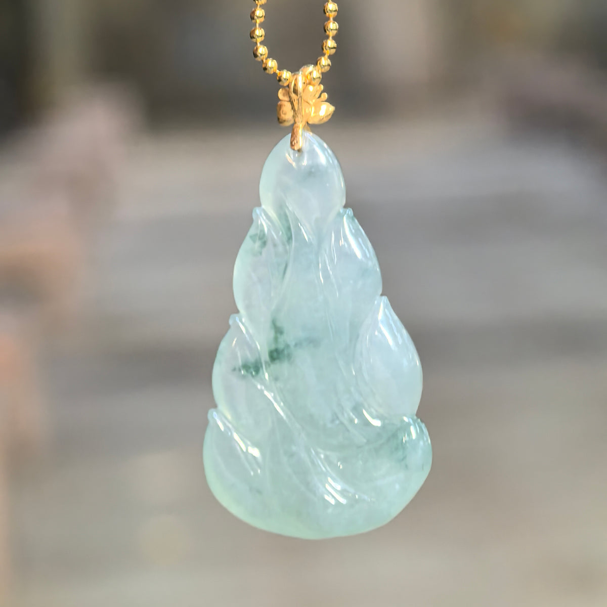 Icy Glutinous Light Green Nine-Tailed Fox Jadeite Pendant