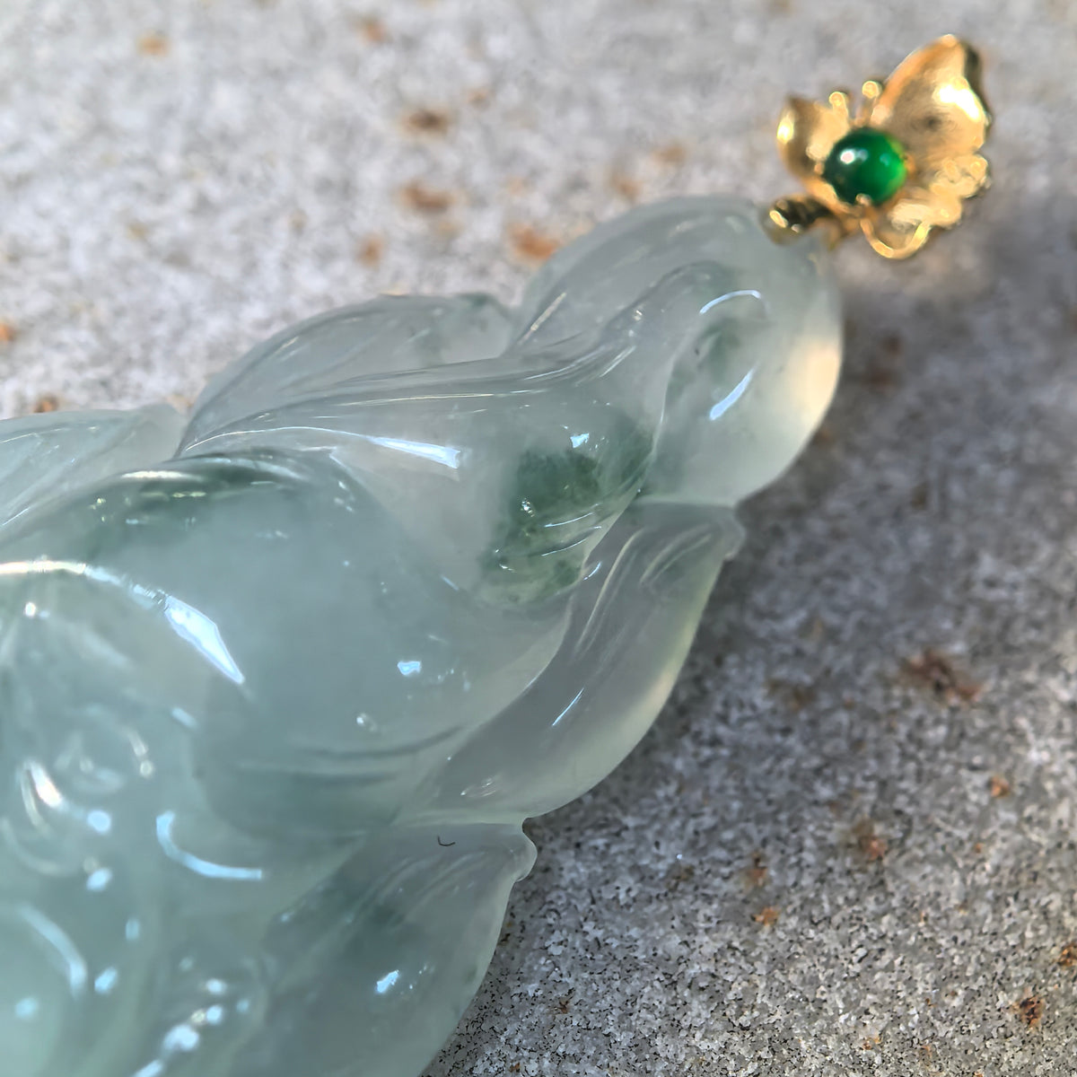 Icy Glutinous Light Green Nine-Tailed Fox Jadeite Pendant