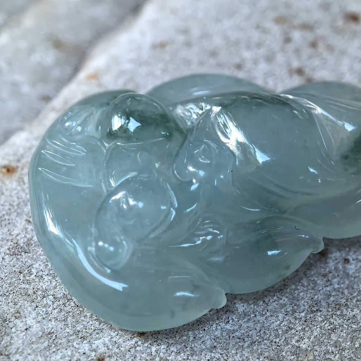 Icy Glutinous Light Green Nine-Tailed Fox Jadeite Pendant