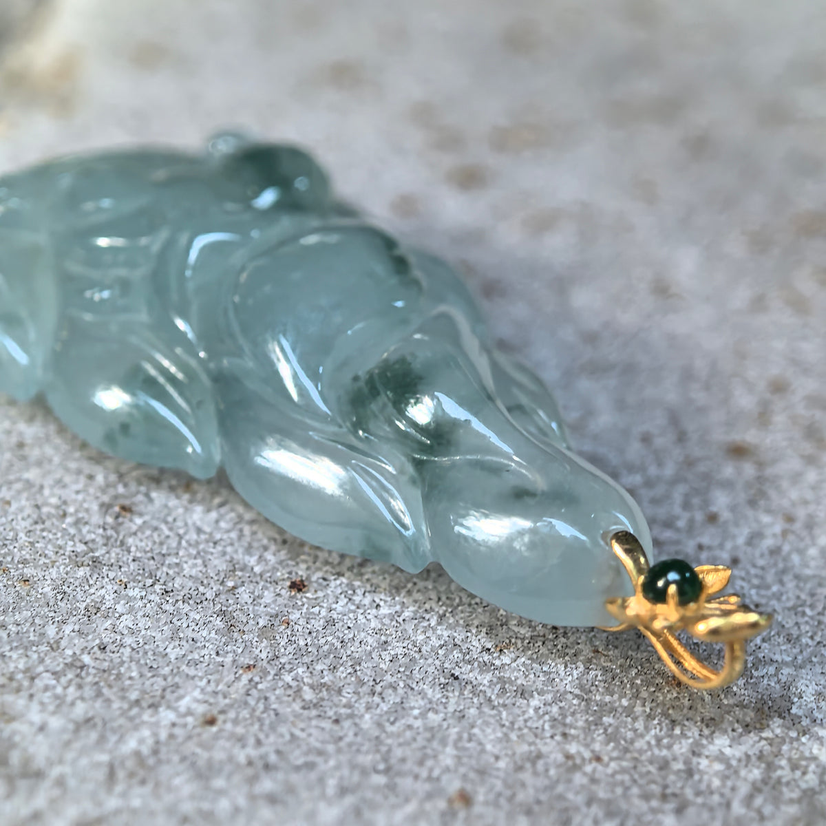 Icy Glutinous Light Green Nine-Tailed Fox Jadeite Pendant
