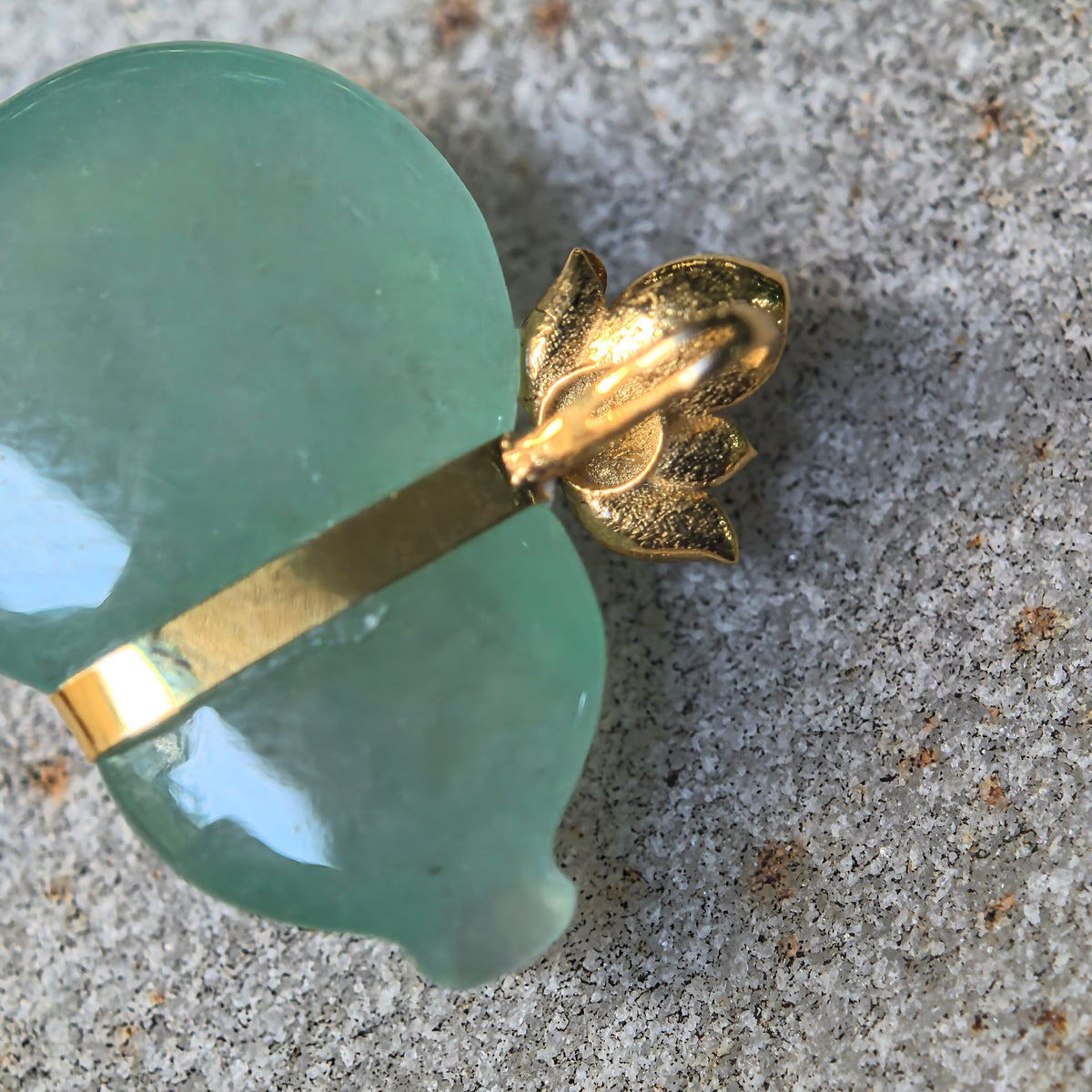 Icy Green Jadeite Horizontal Gourd Pendant in 18K Gold
