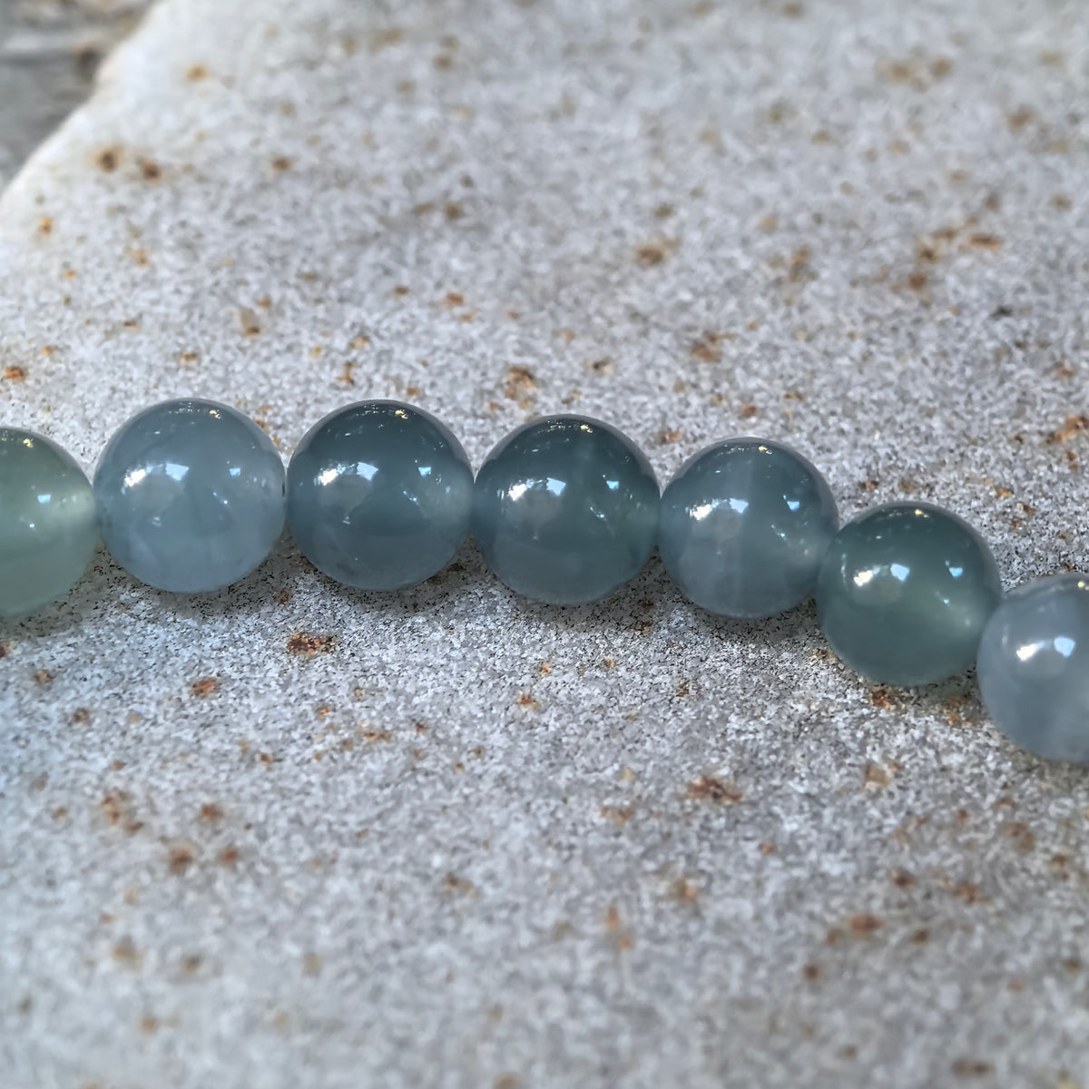 Icy Glutinous Deep Green Jadeite Bead Bracelet -6.5mm
