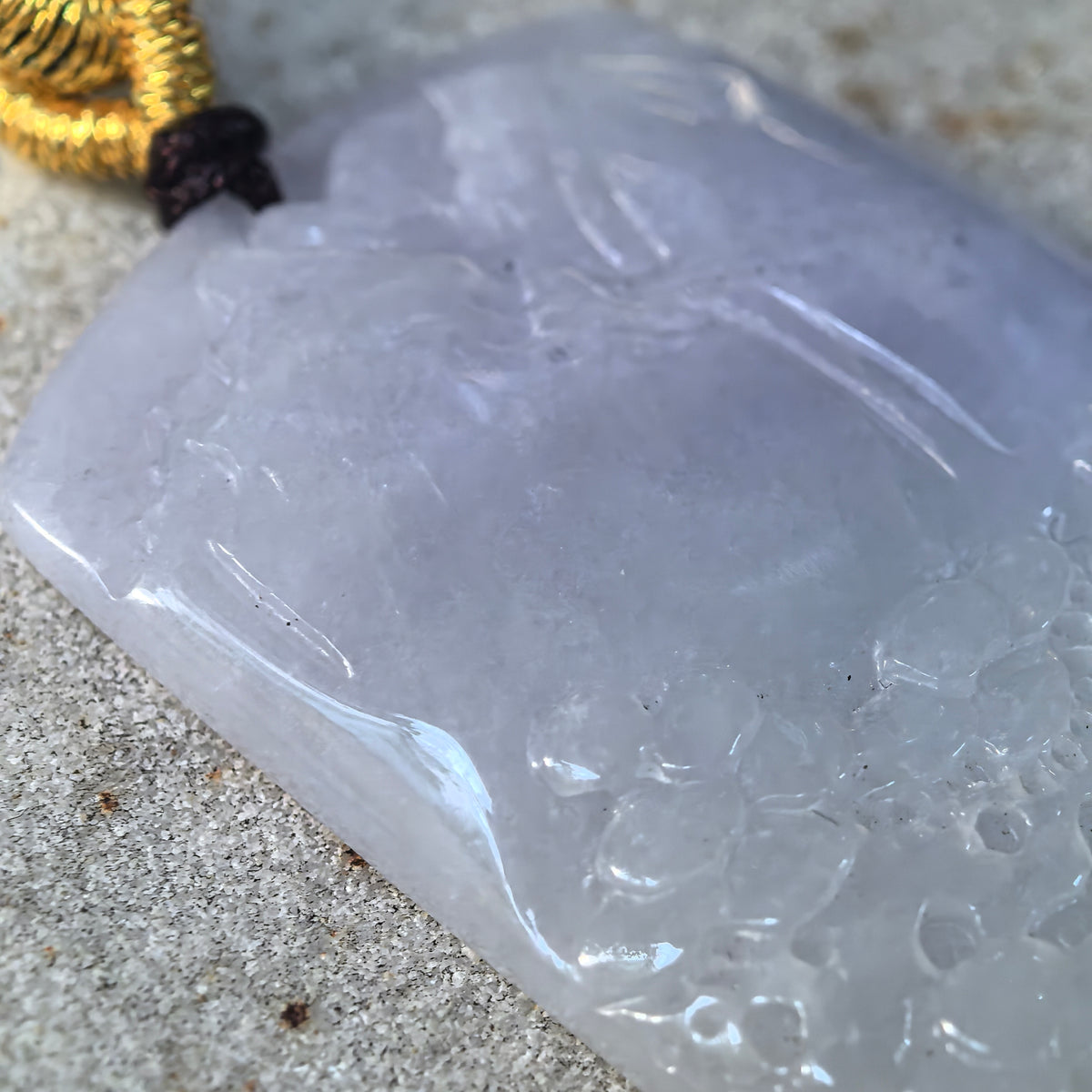 Glutinous Purple Jadeite Landscape Plaque Pendant