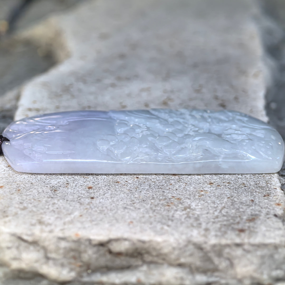 Glutinous Purple Jadeite Landscape Plaque Pendant