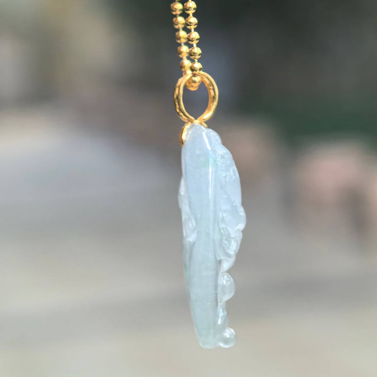 Icy White Dragon Jadeite Pendant