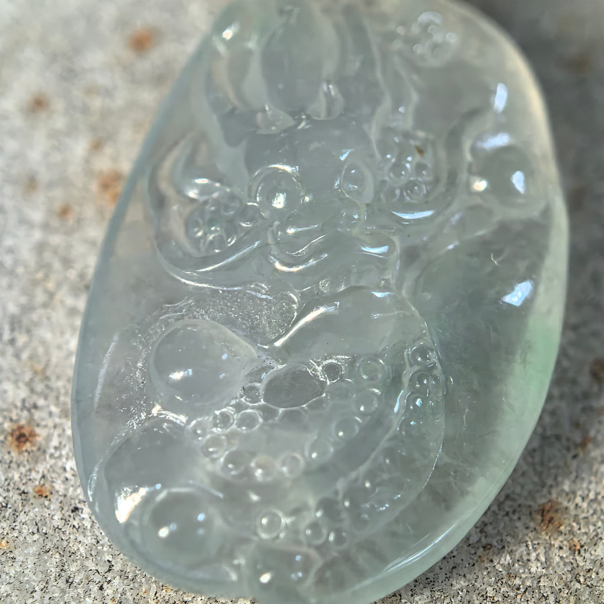 Icy White Dragon Jadeite Pendant