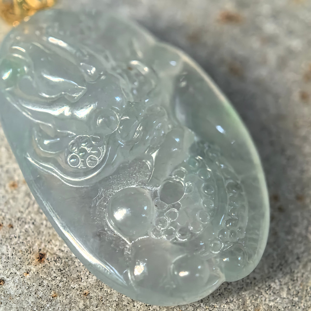 Icy White Dragon Jadeite Pendant