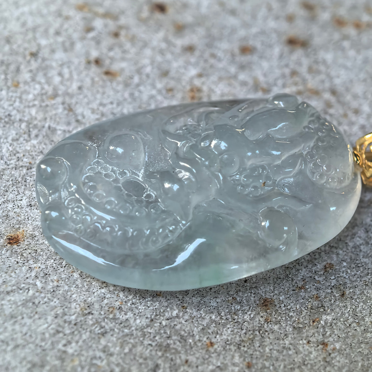 Icy White Dragon Jadeite Pendant