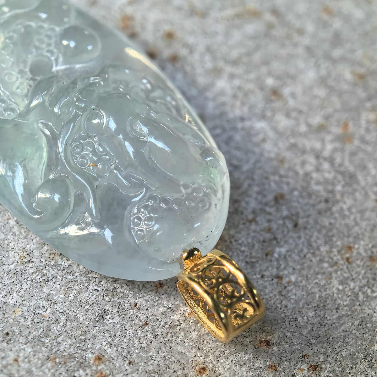 Icy White Dragon Jadeite Pendant