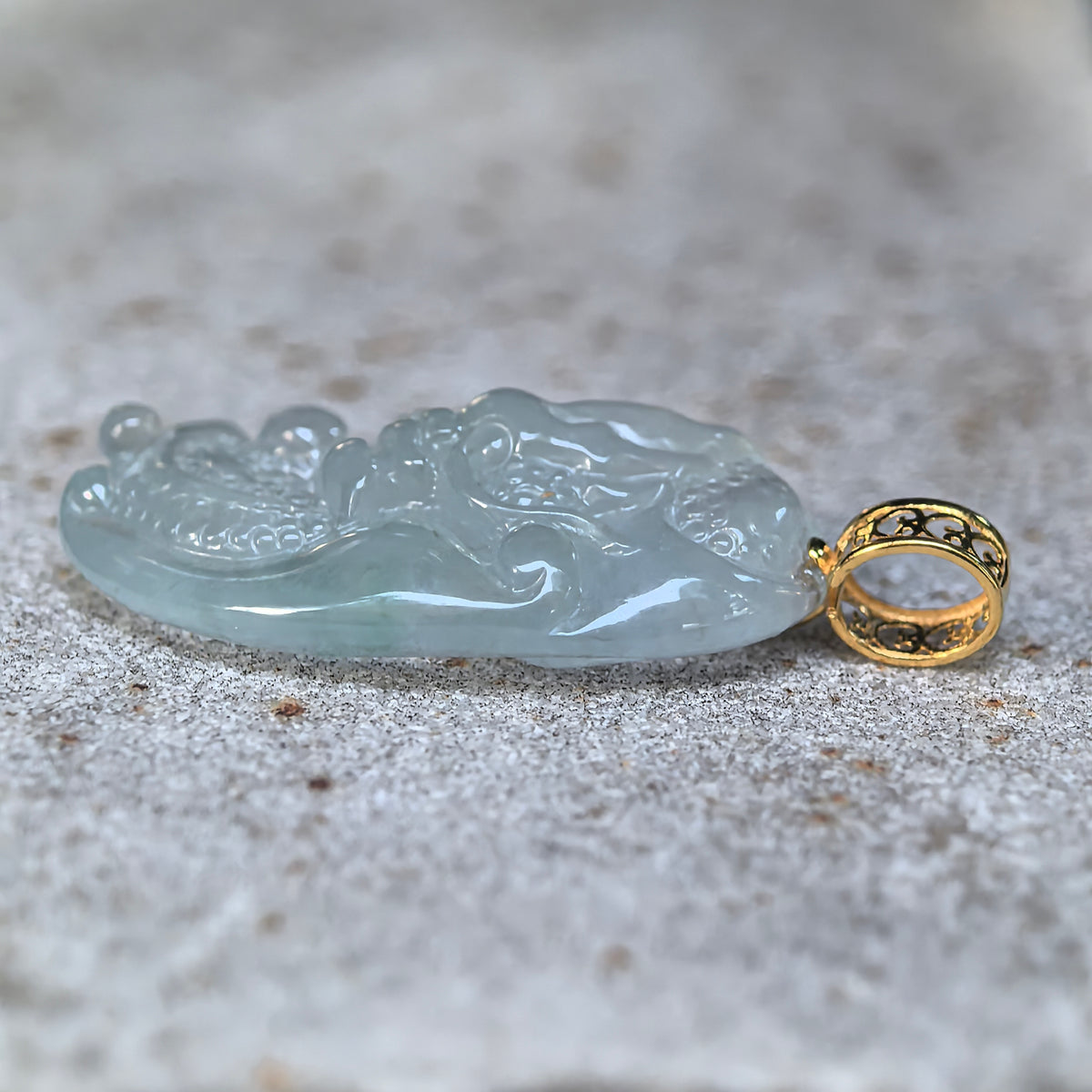 Icy White Dragon Jadeite Pendant