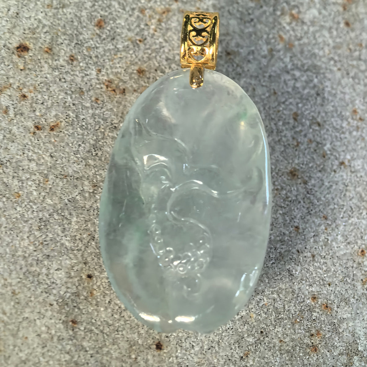 Icy White Dragon Jadeite Pendant