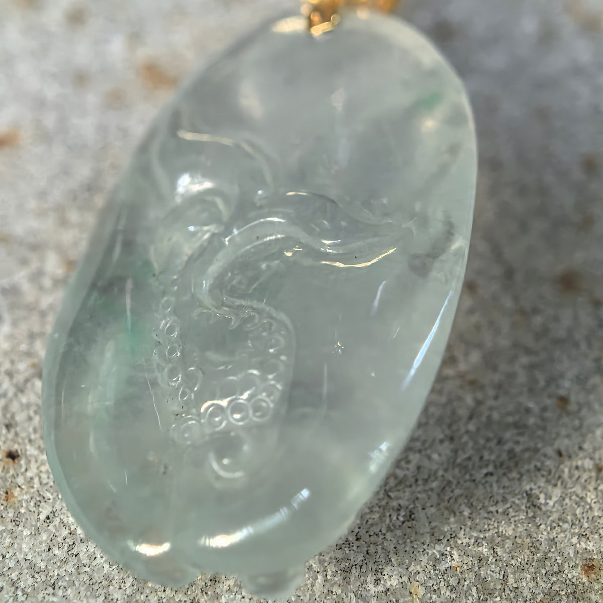 Icy White Dragon Jadeite Pendant