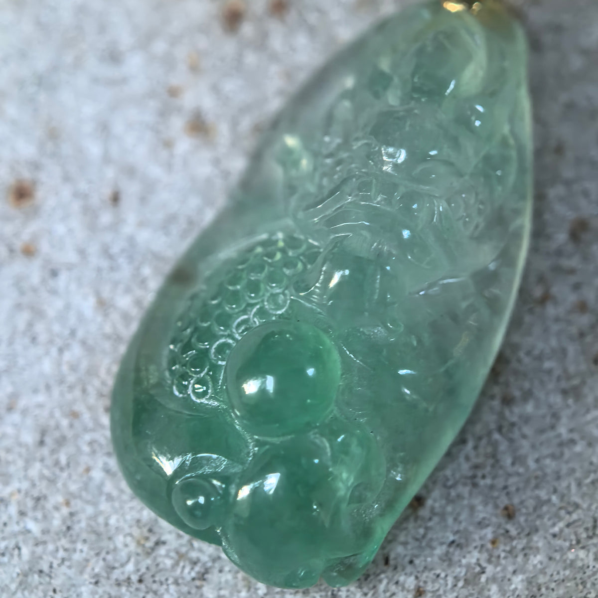 Icy Light Green Dragon Jadeite Pendant