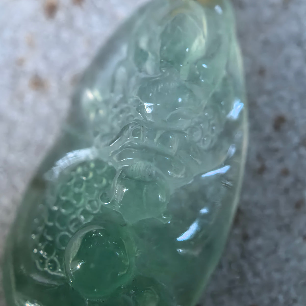 Icy Light Green Dragon Jadeite Pendant