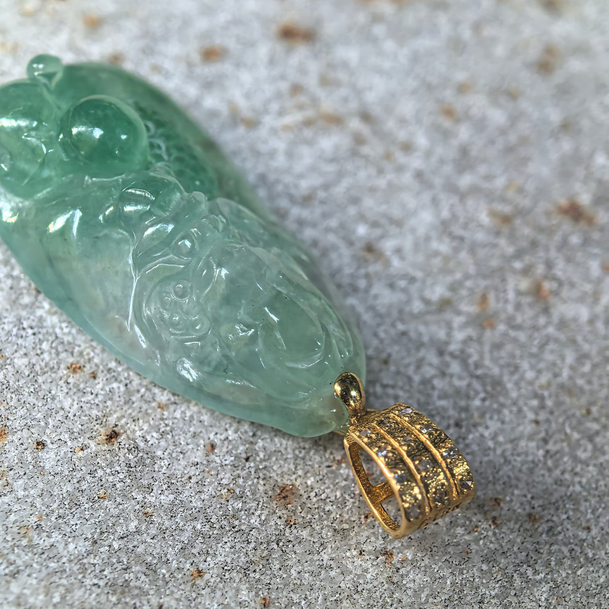 Icy Light Green Dragon Jadeite Pendant