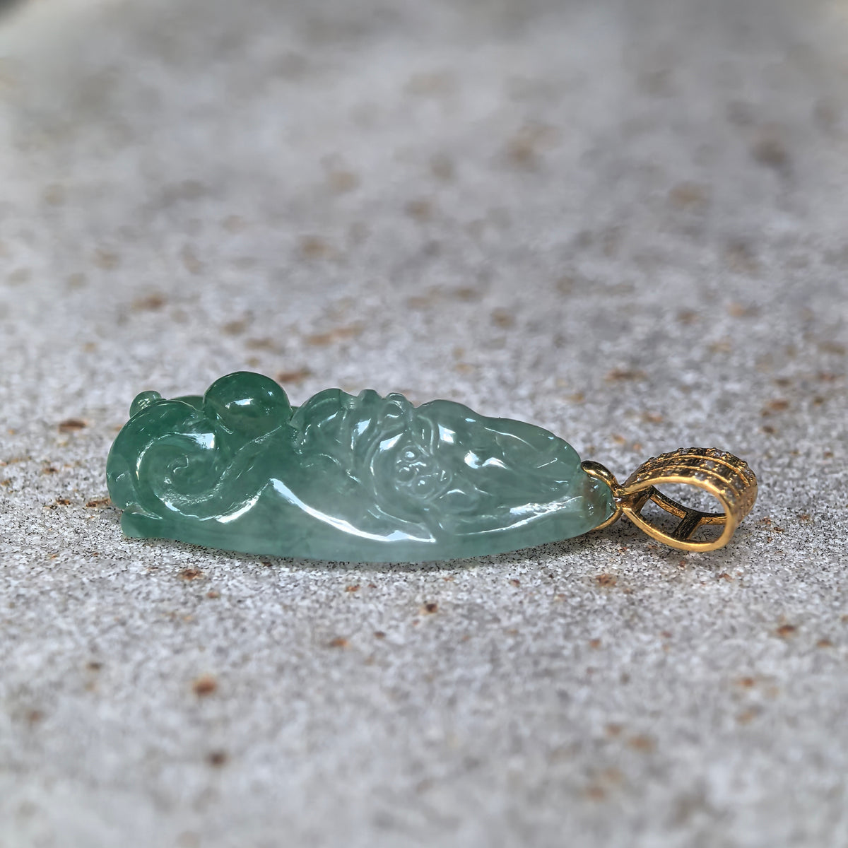 Icy Light Green Dragon Jadeite Pendant