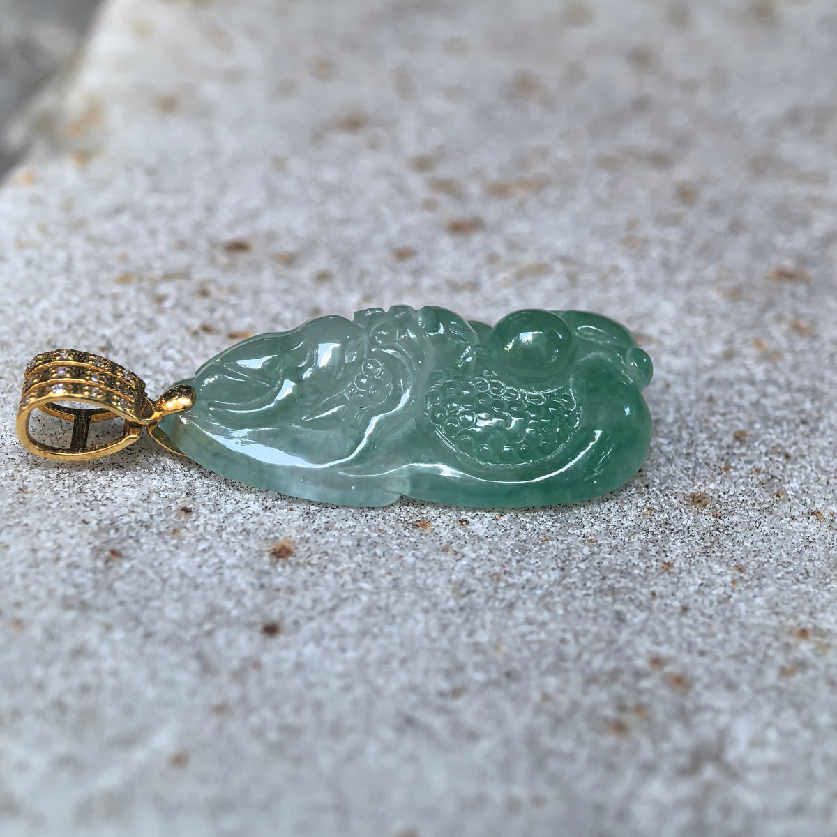Icy Light Green Dragon Jadeite Pendant