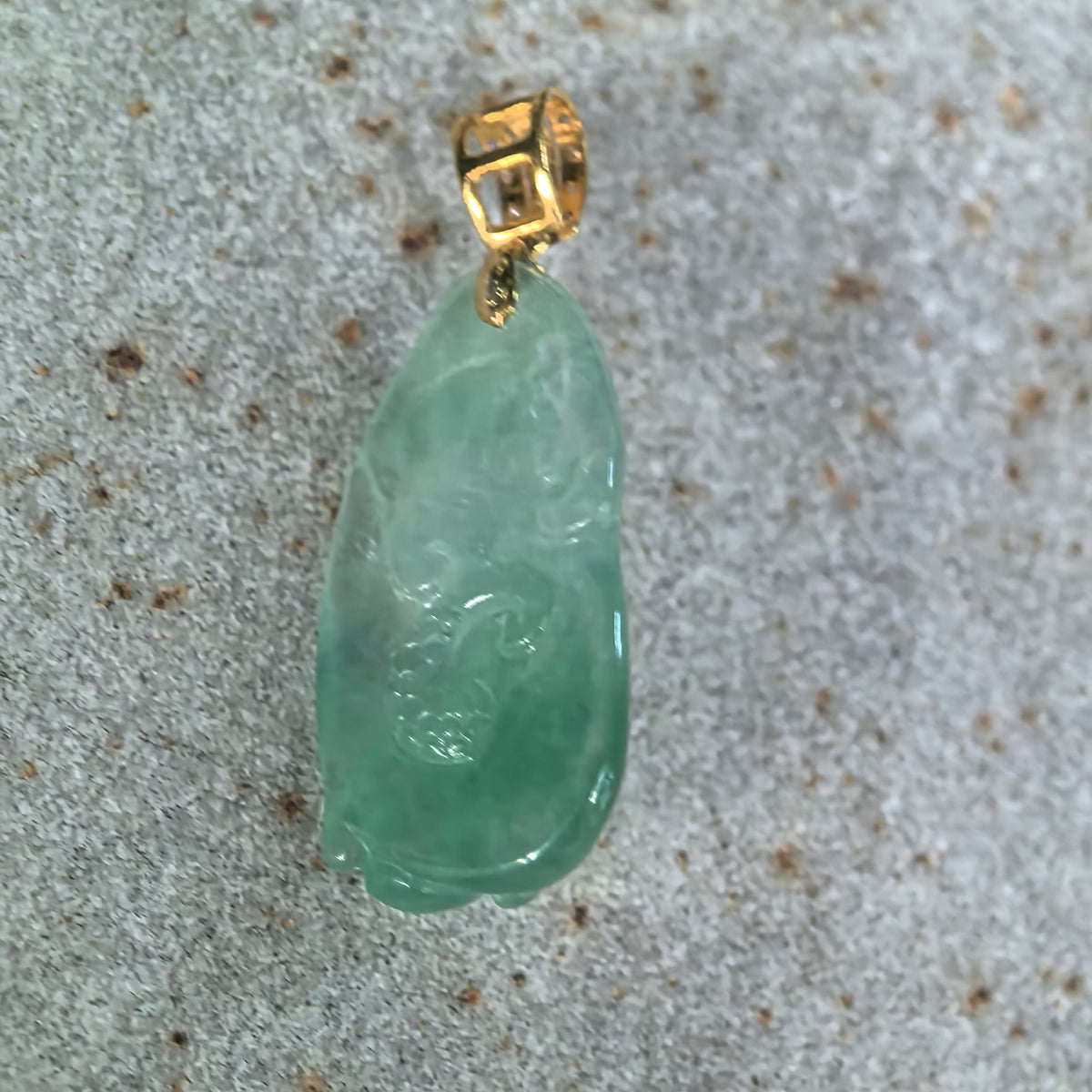 Icy Light Green Dragon Jadeite Pendant